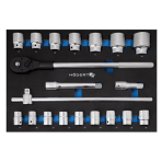 Įrankių komplektas 3/4 terkšlės / 20dalių / su dėklu vežimėliui Įrankių komplektas 3/4 terkšlės / 20dalių / su dėklu vežimėliui