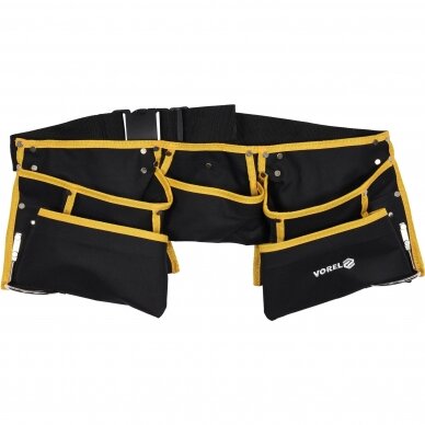 Įrankių dėklas su diržu ir 11 kišenių, 2 metaliniai laikikliai Vorel Įrankių dėklas su diržu ir 11 kišenių, 2 metaliniai laikikliai Vorel