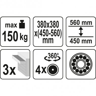 Įrankių kėdutė su 3 stalčiais Yato YT-08795 4