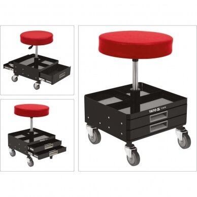 Įrankių kėdutė su 3 stalčiais Yato YT-08795 2 Įrankių kėdutė su 3 stalčiais Yato YT-08795 2