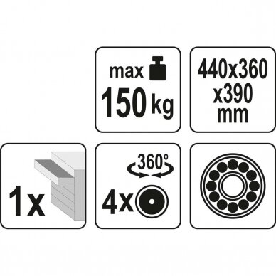 Įrankių kėdutė su 1 stalčiumi Yato YT-08791 4 Įrankių kėdutė su 1 stalčiumi Yato YT-08791 4