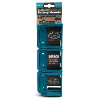 Akumuliatoriaus laikikliai StealthMounts BM-MK40-BLU-6, skirti Makita 40V XGT ®, 6 vnt. (mėlyni) 2 Akumuliatoriaus laikikliai StealthMounts BM-MK40-BLU-6, skirti Makita 40V XGT ®, 6 vnt. (mėlyni) 2