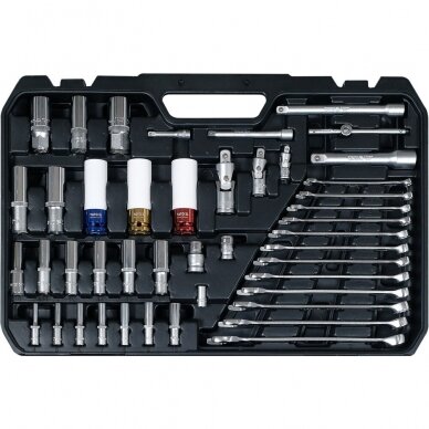 Įrankių rinkinys | 6.3 mm (1/4") / 10 mm (3/8") / 12,5 mm (1/2") | 198 vnt. (YT-38850) 3 Įrankių rinkinys | 6.3 mm (1/4") / 10 mm (3/8") / 12,5 mm (1/2") | 198 vnt. (YT-38850) 3