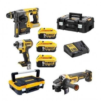 Įrankių rinkinys DeWalt DCK305P3T-QW (DCH273 + DCG405N + DCF887N), 18V, 3x5,0Ah Įrankių rinkinys DeWalt DCK305P3T-QW (DCH273 + DCG405N + DCF887N), 18V, 3x5,0Ah