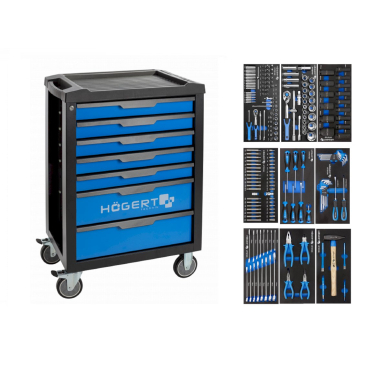 Įrankių vežimėlis 7 stalčių su 198 įrankiais Įrankių vežimėlis 7 stalčių su 198 įrankiais