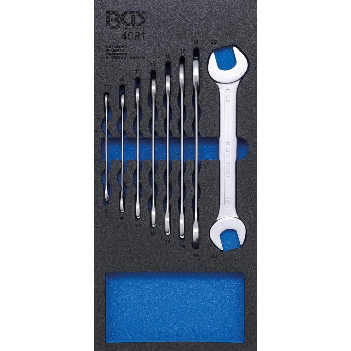 Įrankių dėklas 1/3: Dvipusių atvirų veržliarakčių rinkinys | 6 - 22 mm | 8 vnt. (4081) Įrankių dėklas 1/3: Dvipusių atvirų veržliarakčių rinkinys | 6 - 22 mm | 8 vnt. (4081)