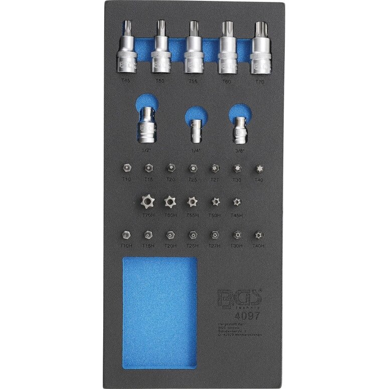 Įrankių dėklas 1/3: antgalių ir įpresuotų antgalių asortimentas | 27 vnt. (4097)