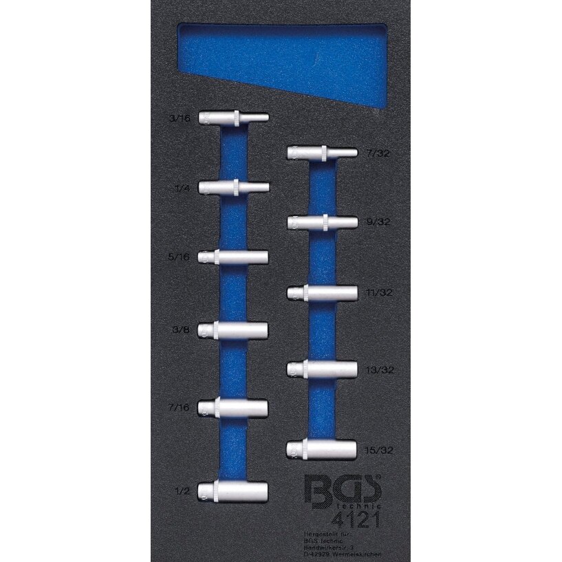Įrankių dėklas 1/3: Galvutės | 6,3 mm (1/4") | coliniai dydžiai | ilgos | 11 vnt. (4121) Įrankių dėklas 1/3: Galvutės | 6,3 mm (1/4") | coliniai dydžiai | ilgos | 11 vnt. (4121)