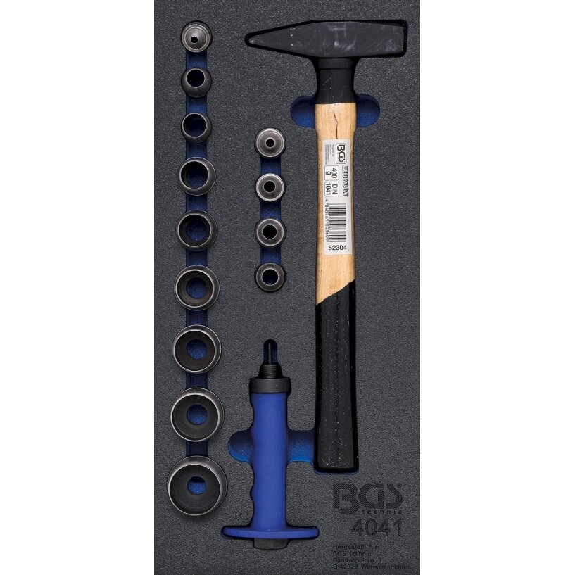 Įrankių dėklas 1/3: Skylių išmušėjų rinkinys su plaktuku | 15 vnt. (4041) Įrankių dėklas 1/3: Skylių išmušėjų rinkinys su plaktuku | 15 vnt. (4041)