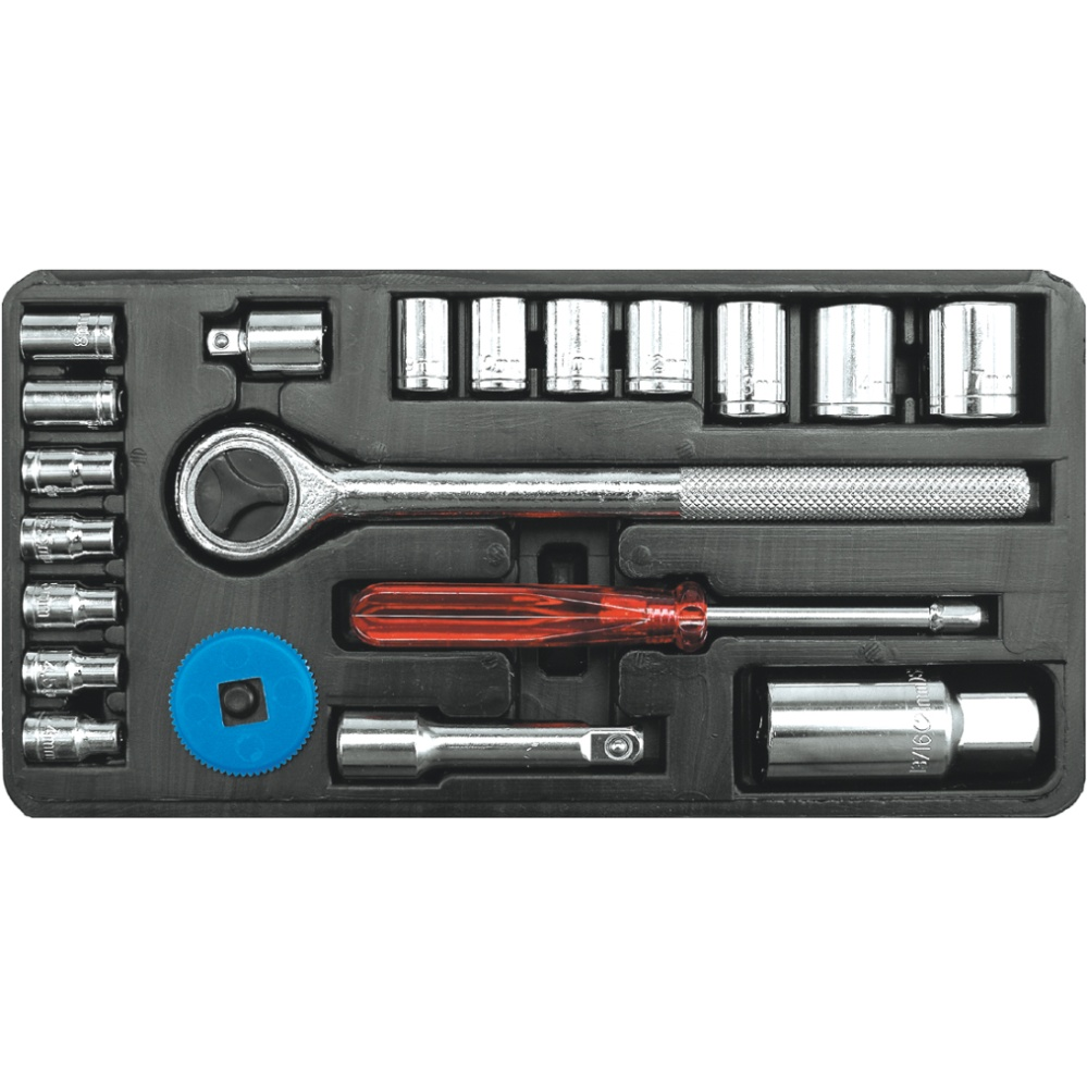 Įrankių ir galvučių komplektas Vorel, 6.3 mm (1/4") / 10 mm (3/8"), 21 vnt Įrankių ir galvučių komplektas Vorel, 6.3 mm (1/4") / 10 mm (3/8"), 21 vnt