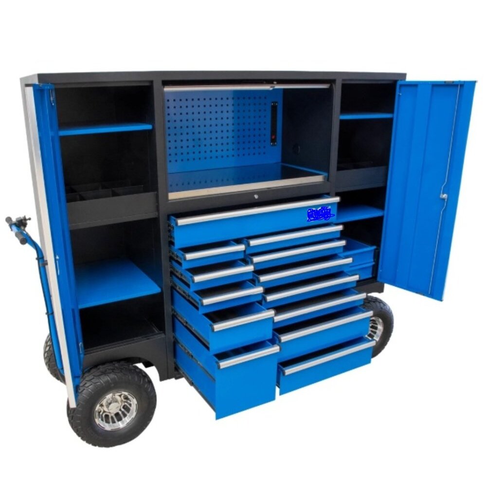 Įrankių spinta ant ratukų | 13 stalčių | mobili įranga ant ratukų | mėlyna (419900B)