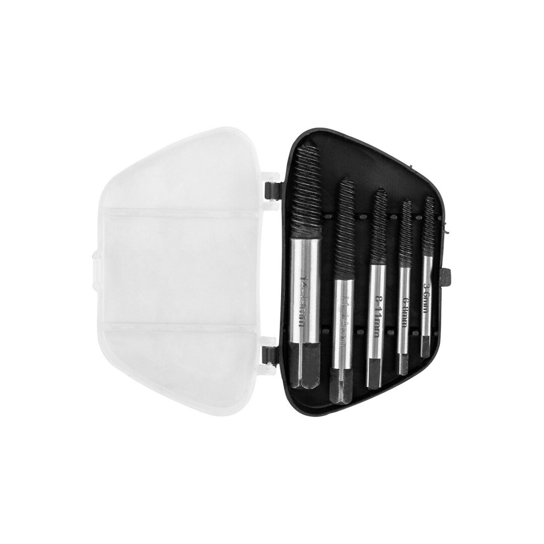 Ištraukikliai, skirti sulaužytiems varžtams, 3–19 mm, rinkinys 5 vnt.