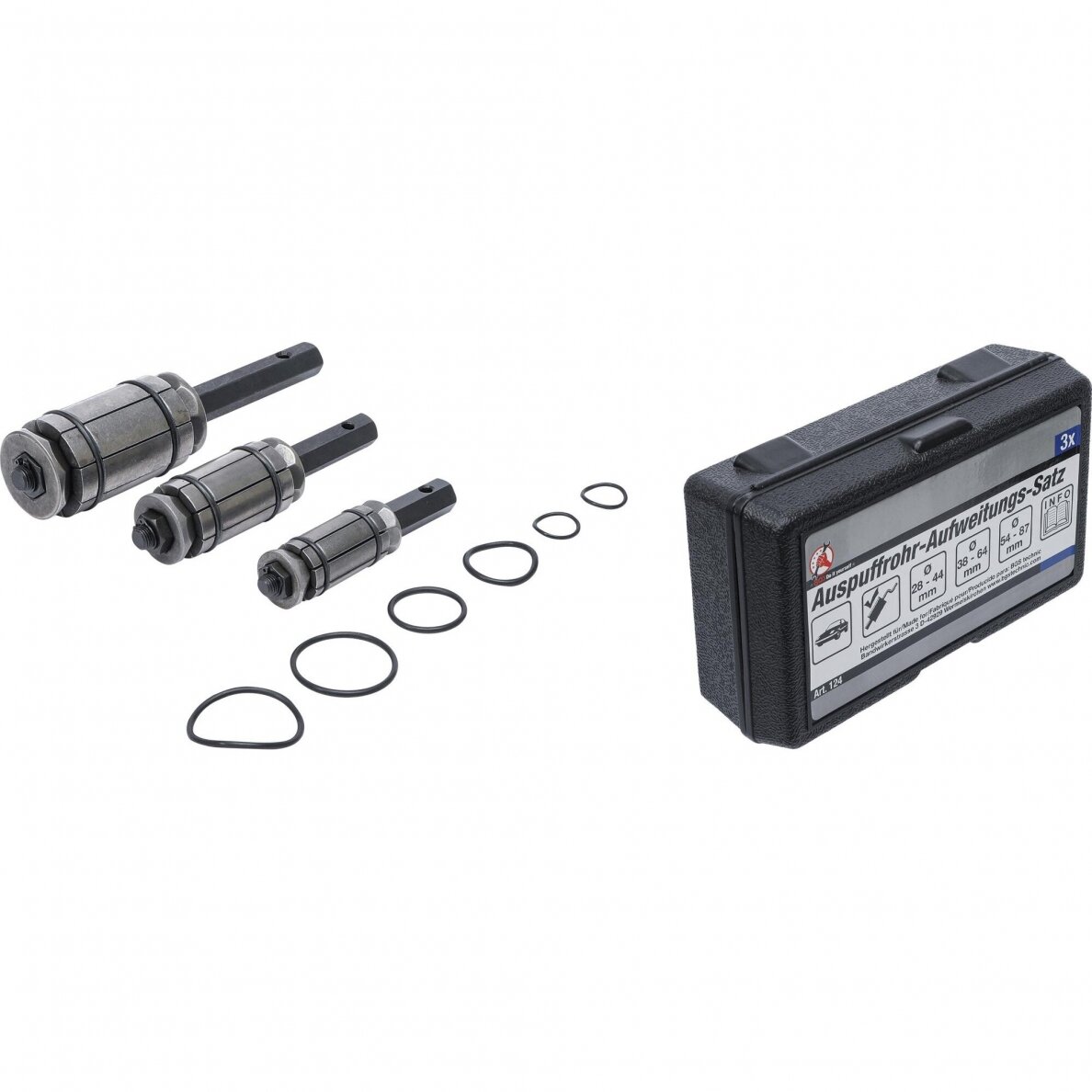 Išmetimo vamzdžių / duslintuvų plėtiklių komplektas | 3 vnt. (124) 1 Išmetimo vamzdžių / duslintuvų plėtiklių komplektas | 3 vnt. (124) 1