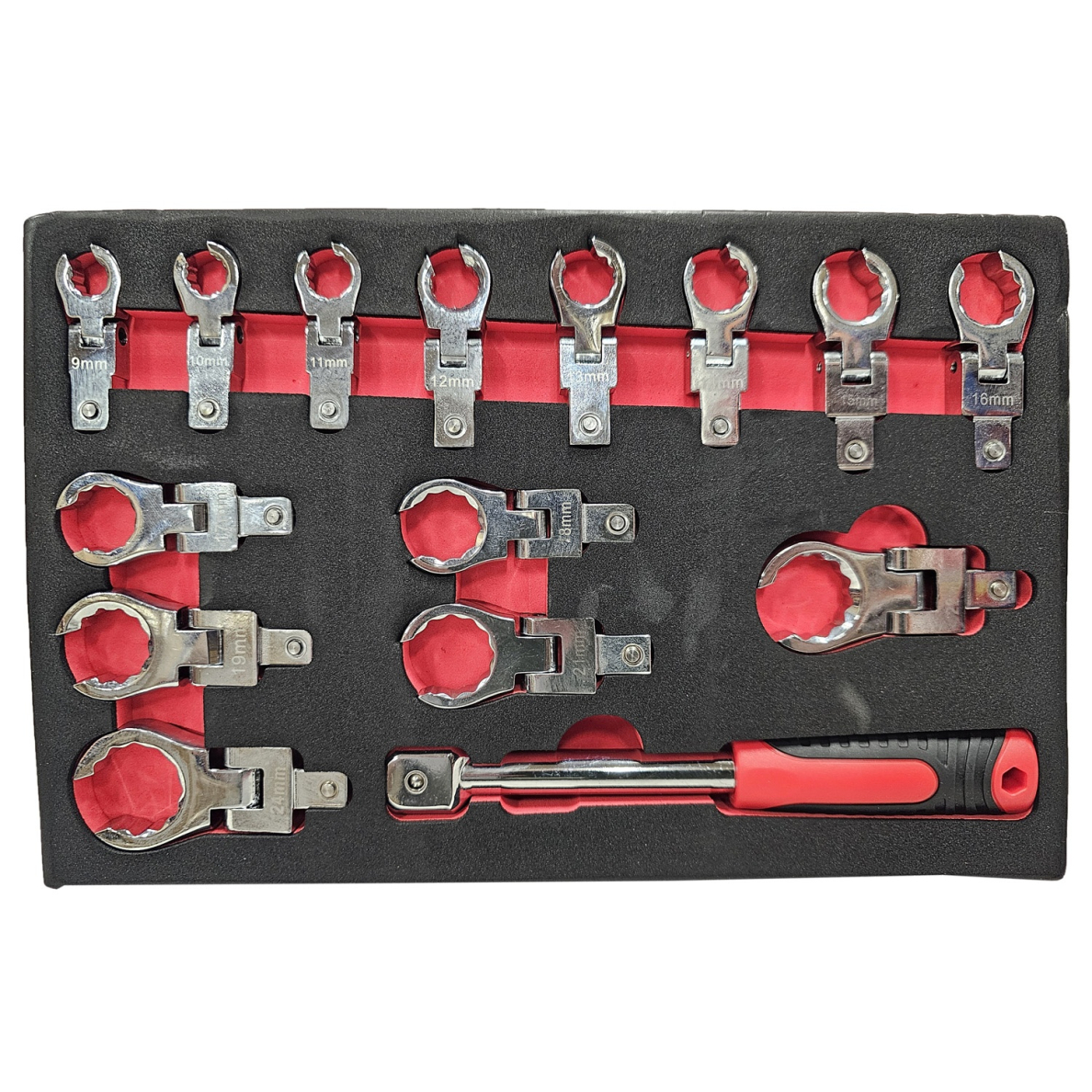 Įstatomų šarnyrinių veržliarakčių rinkinys | stabdžių žarnelėms | 9 - 24 mm | 15 vnt. (FNW15S) 1 Įstatomų šarnyrinių veržliarakčių rinkinys | stabdžių žarnelėms | 9 - 24 mm | 15 vnt. (FNW15S) 1