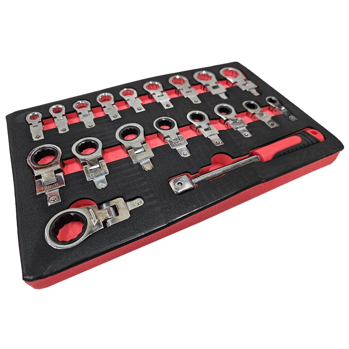 Įstatomų kilpinių šarnyrinių veržliarakčių rinkinys | terkšliniai / paprasti | 8 - 22 mm | 19 vnt. (RWS19) Įstatomų kilpinių šarnyrinių veržliarakčių rinkinys | terkšliniai / paprasti | 8 - 22 mm | 19 vnt. (RWS19)