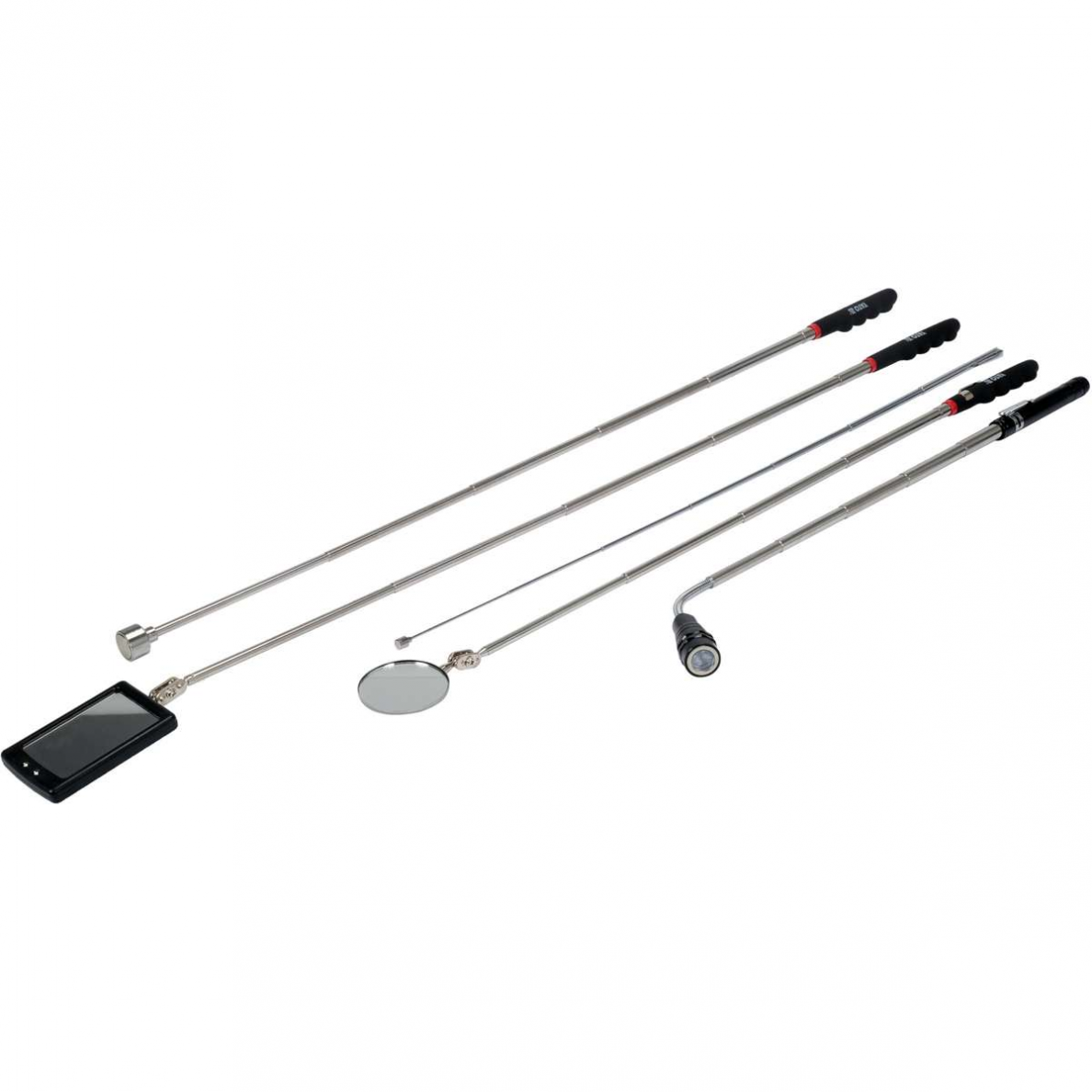 Ištraukiamų magnetų, veidrodėlių ir prožektoriaus rinkinys Yato, 5 vnt. Ištraukiamų magnetų, veidrodėlių ir prožektoriaus rinkinys Yato, 5 vnt.