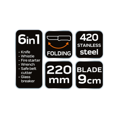 Išgyvenimo peilis 22 cm, 6 in 1 6 Išgyvenimo peilis 22 cm, 6 in 1 6