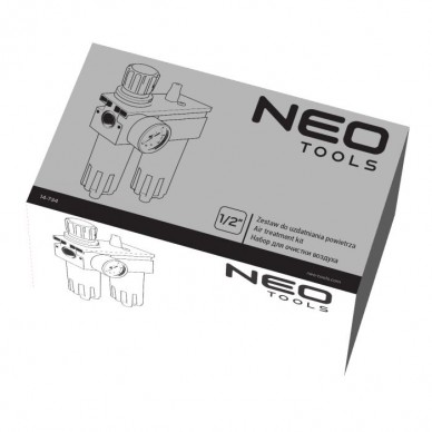 Išleidimo filtras Neo 14-734, 1/2", su slėgio reduktoriumi ir tepimo įtaisu,metalinis 2