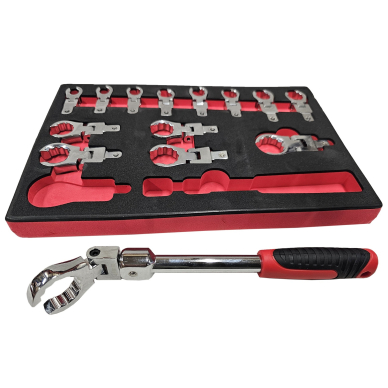 Įstatomų šarnyrinių veržliarakčių rinkinys | stabdžių žarnelėms | 9 - 24 mm | 15 vnt. (FNW15S) Įstatomų šarnyrinių veržliarakčių rinkinys | stabdžių žarnelėms | 9 - 24 mm | 15 vnt. (FNW15S)