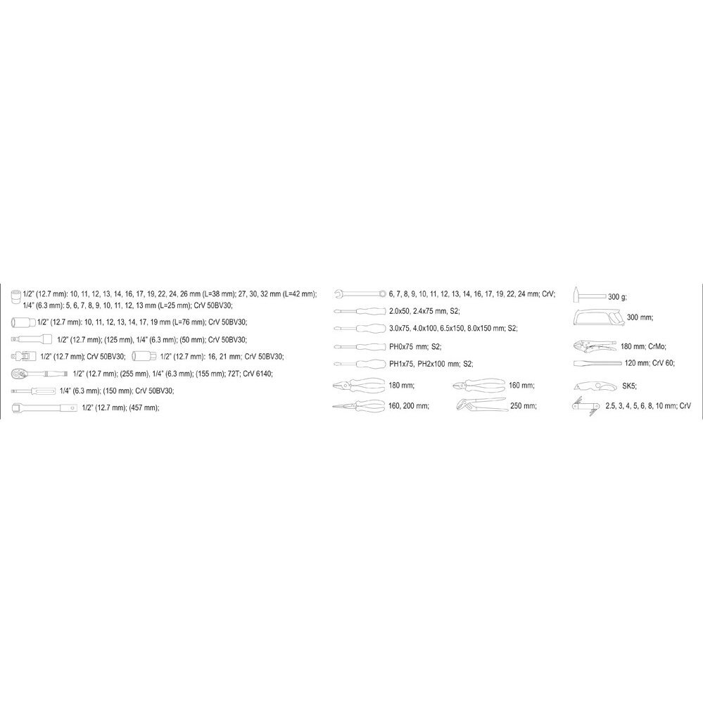 Įvairių įrankių rinkinys Yato 79vnt. 4