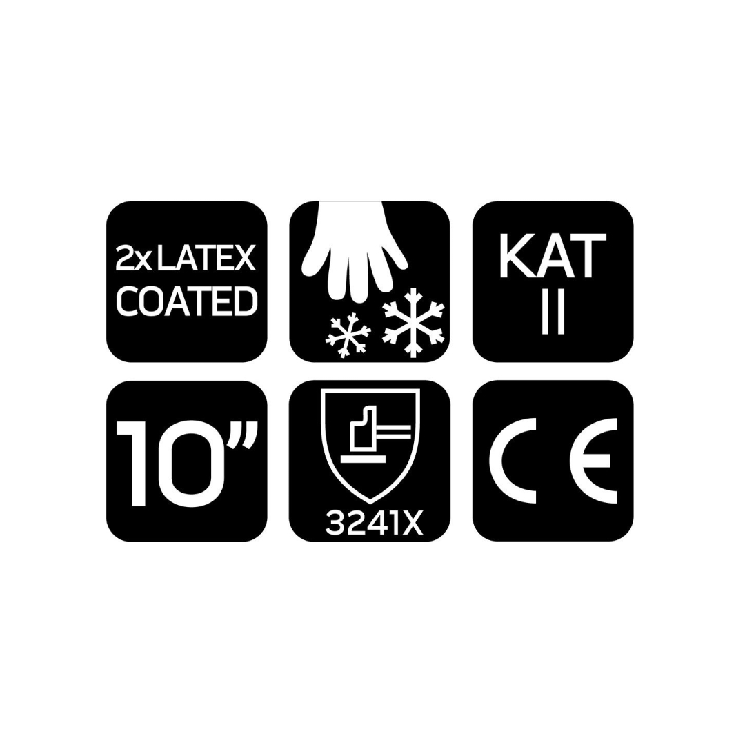 Izoliuotos darbo pirštinės, lateksu dengtas poliesteris (2 sluoksniai), 3241X, 10 dydis 8 Izoliuotos darbo pirštinės, lateksu dengtas poliesteris (2 sluoksniai), 3241X, 10 dydis 8