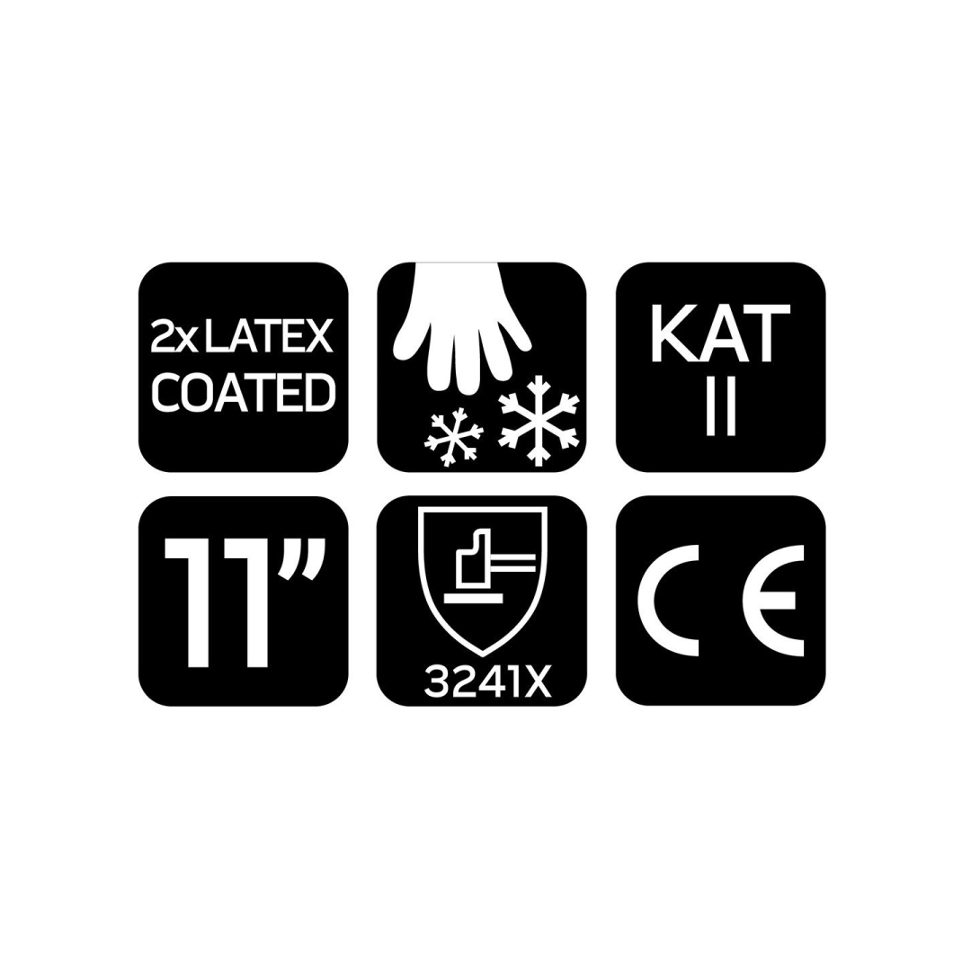 Izoliuotos darbo pirštinės, lateksu dengtas poliesteris (2 sluoksniai), 3241X, 11 dydis 8 Izoliuotos darbo pirštinės, lateksu dengtas poliesteris (2 sluoksniai), 3241X, 11 dydis 8