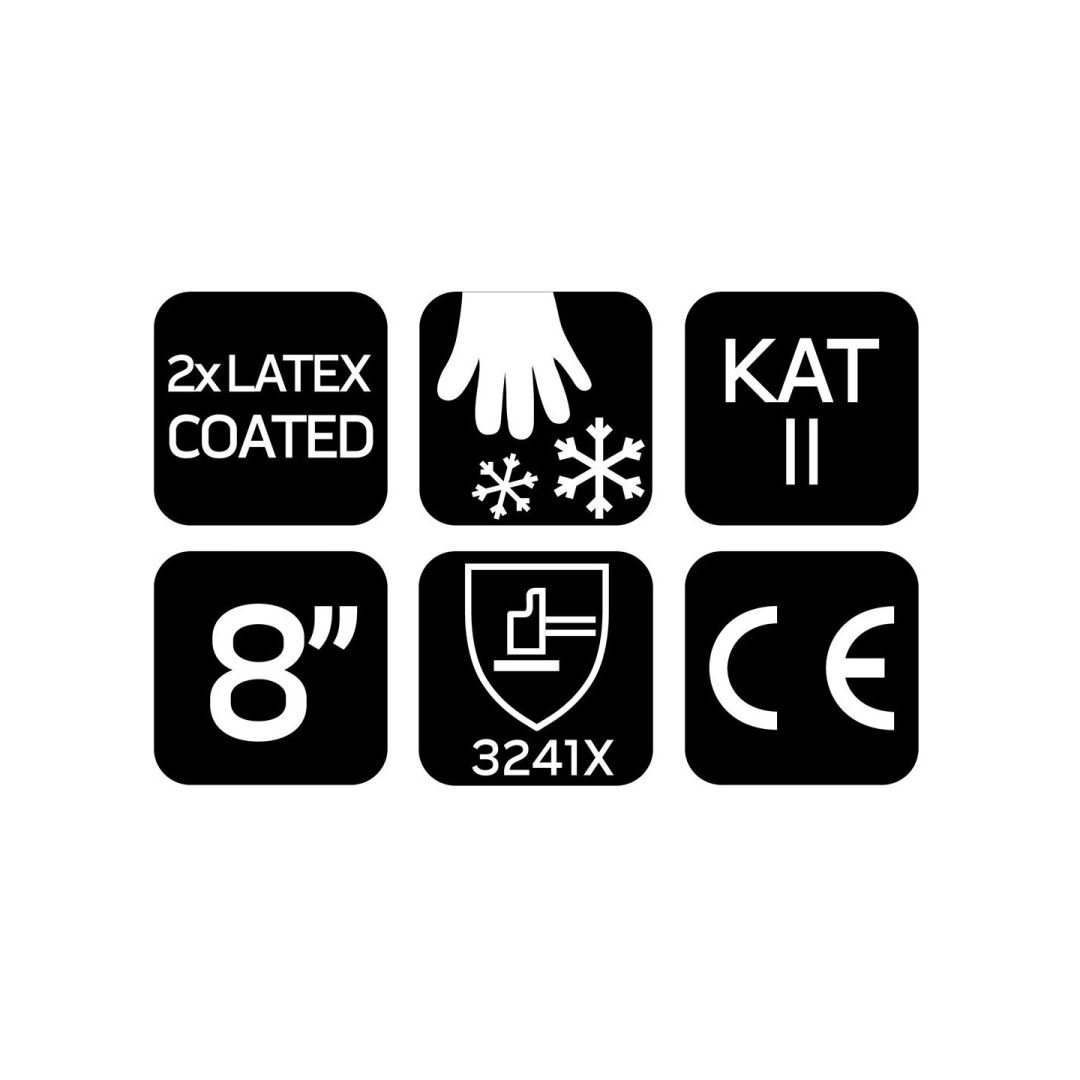 Izoliuotos darbo pirštinės, lateksu dengtas poliesteris (2 sluoksniai), 3241X, 8 dydis 8 Izoliuotos darbo pirštinės, lateksu dengtas poliesteris (2 sluoksniai), 3241X, 8 dydis 8