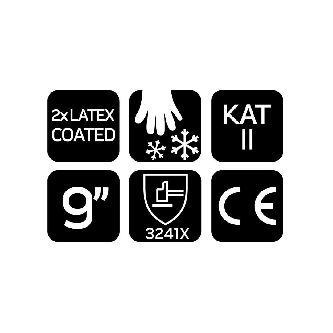 Izoliuotos darbo pirštinės, lateksu dengtas poliesteris (2 sluoksniai), 3241X, 9 dydis 8 Izoliuotos darbo pirštinės, lateksu dengtas poliesteris (2 sluoksniai), 3241X, 9 dydis 8