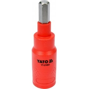Izoliuotas antgalis elektrikui H8x75mm, 3/8" VDE (YT-21083)