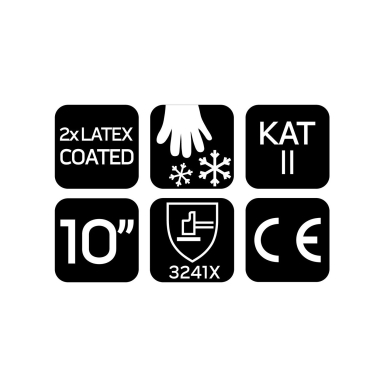 Izoliuotos darbo pirštinės, lateksu dengtas poliesteris (2 sluoksniai), 3241X, 10 dydis 8 Izoliuotos darbo pirštinės, lateksu dengtas poliesteris (2 sluoksniai), 3241X, 10 dydis 8