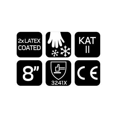 Izoliuotos darbo pirštinės, lateksu dengtas poliesteris (2 sluoksniai), 3241X, 8 dydis 8 Izoliuotos darbo pirštinės, lateksu dengtas poliesteris (2 sluoksniai), 3241X, 8 dydis 8