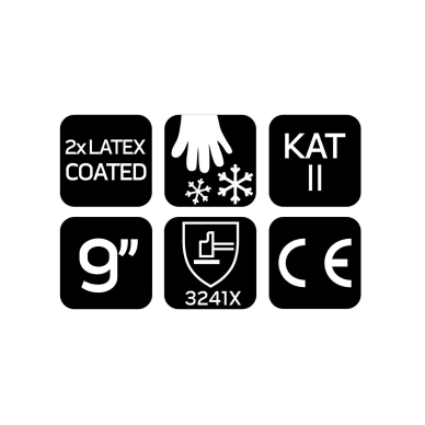 Izoliuotos darbo pirštinės, lateksu dengtas poliesteris (2 sluoksniai), 3241X, 9 dydis 8