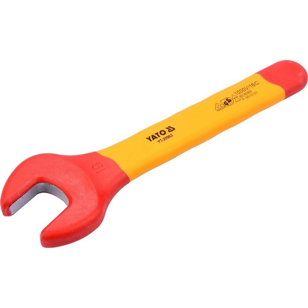 Izoliuotas veržliaraktis elektrikui atviru galu 19mm VDE (YT-20963) Izoliuotas veržliaraktis elektrikui atviru galu 19mm VDE (YT-20963)