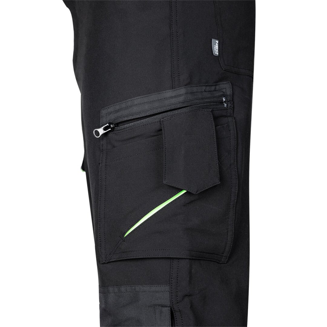 Juodos-žalios, „Mix&Match“ darbo kelnės, 4 kryptimis tempiamos, dydis L 3