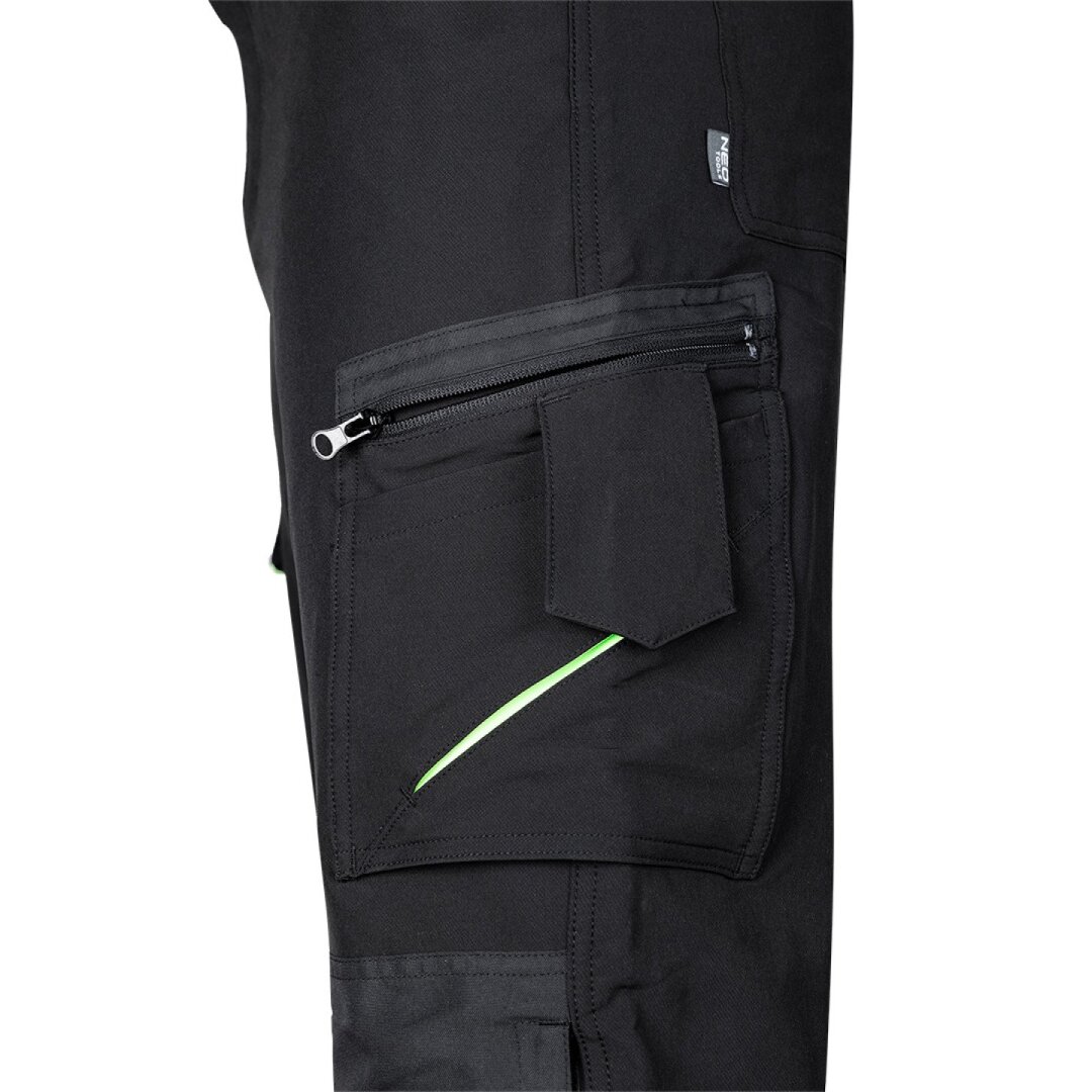 Juodos-žalios, „Mix&Match“ darbo kelnės, 4 kryptimis tempiamos, dydis M 2 Juodos-žalios, „Mix&Match“ darbo kelnės, 4 kryptimis tempiamos, dydis M 2