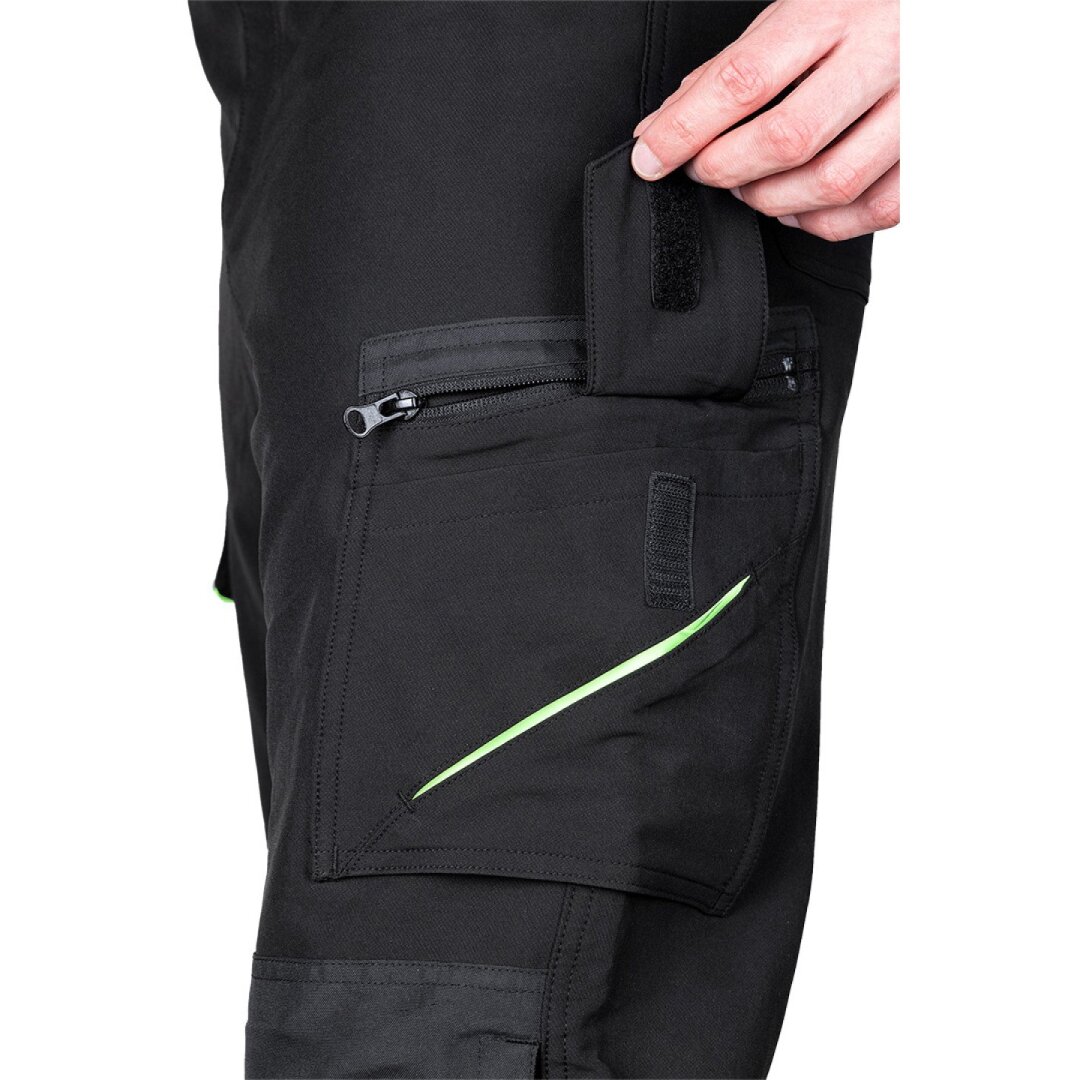 Juodos-žalios, „Mix&Match“ darbo kelnės, 4 kryptimis tempiamos, dydis XL 4