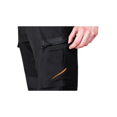 Juodos-oranžinės, „Mix&Match“ darbo kelnės, 4 kryptimis tempiamos, dydis XXL 5