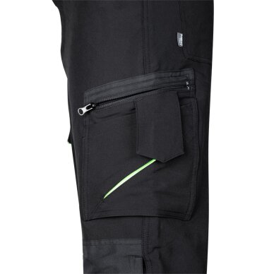 Juodos-žalios, „Mix&Match“ darbo kelnės, 4 kryptimis tempiamos, dydis L 3