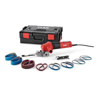 Juostinė šlifavimo mašina FLEX FBE 8-140 su priedais Juostinė šlifavimo mašina FLEX FBE 8-140 su priedais