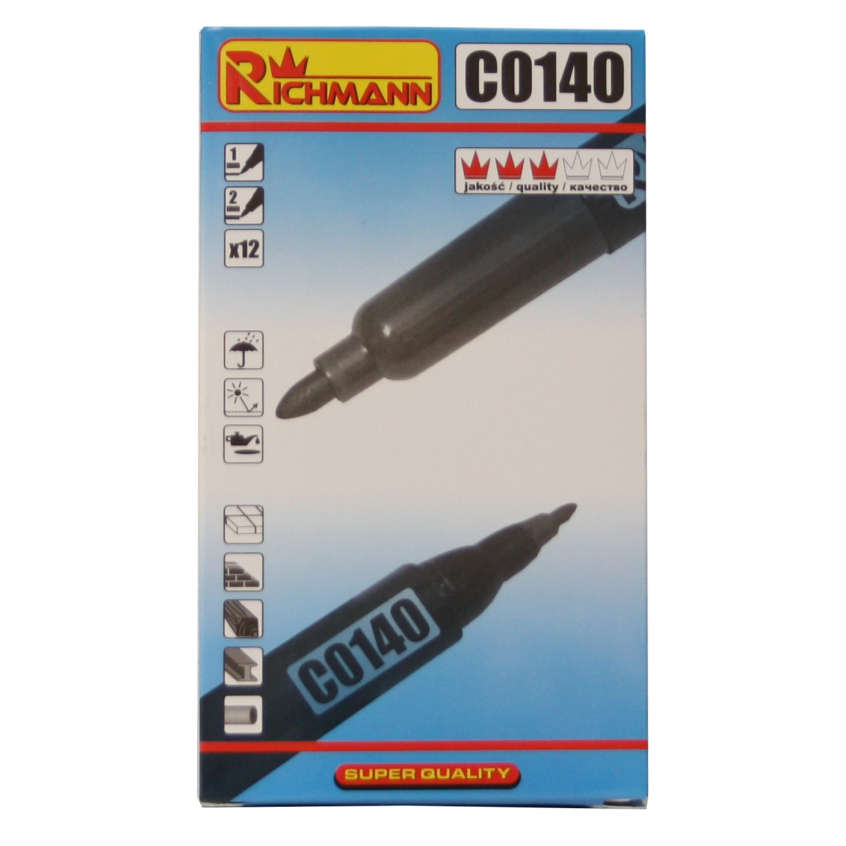 Juodas dvigubas markeris 1-2 mm 2