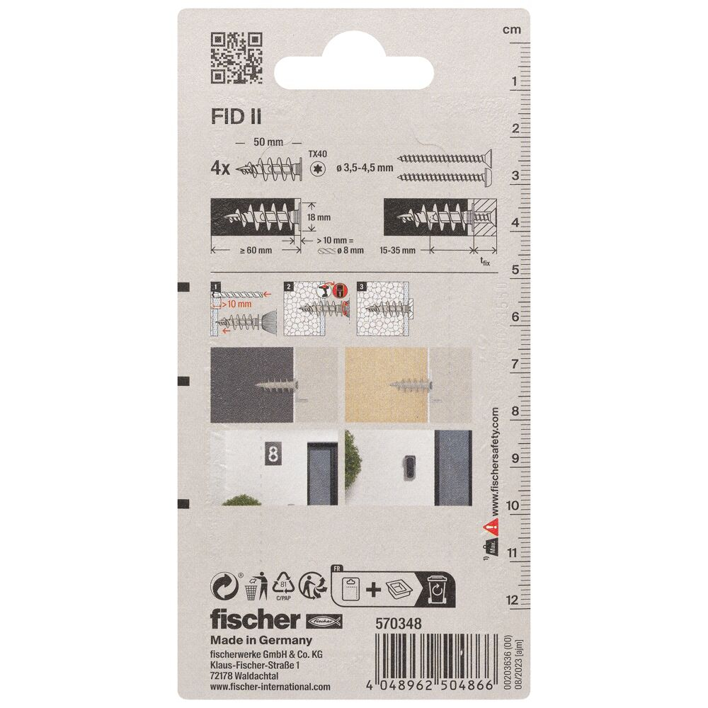 Kaištis izoliacinėms medžiagoms FID50 II ,Fischer 4 vnt. 2