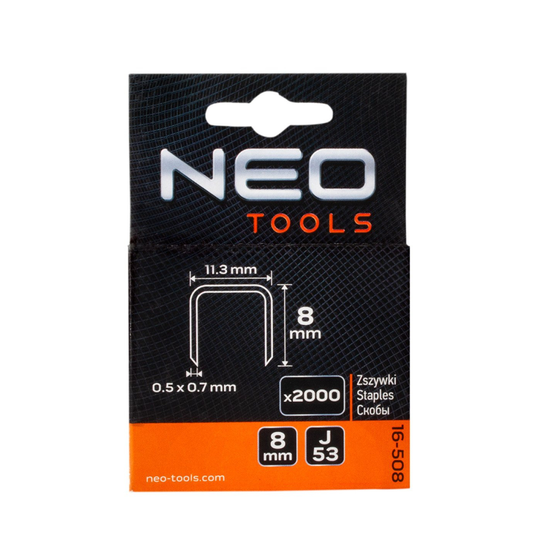 Kabės, tipas J -  8 mm, 2000   vnt. 1 Kabės, tipas J -  8 mm, 2000   vnt. 1