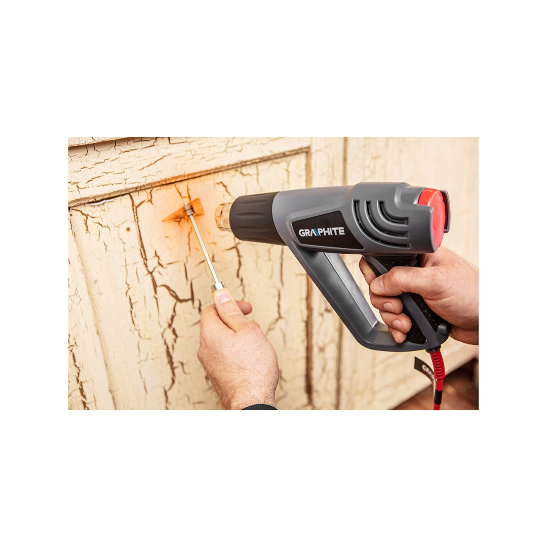 Karšto oro pistoletas 2000 W, temperatūros reguliatorius I: 25C, II: 80-600C, III: 80-600C, oro srautas I: 350, II: 350, III: 550 l/min BMC su priedais 5 vnt. 4 Karšto oro pistoletas 2000 W, temperatūros reguliatorius I: 25C, II: 80-600C, III: 80-600C, oro srautas I: 350, II: 350, III: 550 l/min BMC su priedais 5 vnt. 4