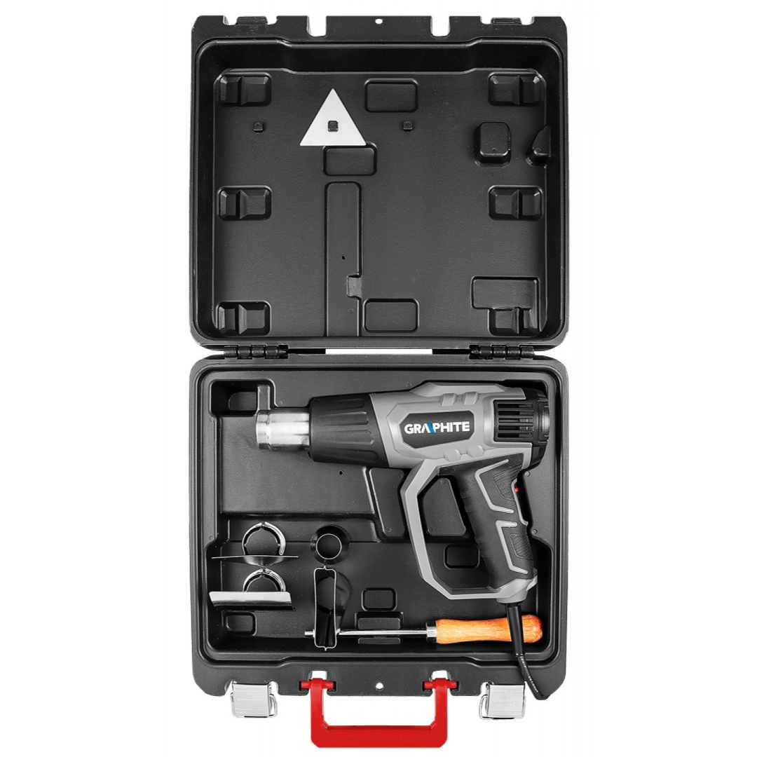 Karšto oro pistoletas 2000 W, temperatūros reguliatorius I: 50ºC, II: 50-550ºC, III: 50-550ºC 5