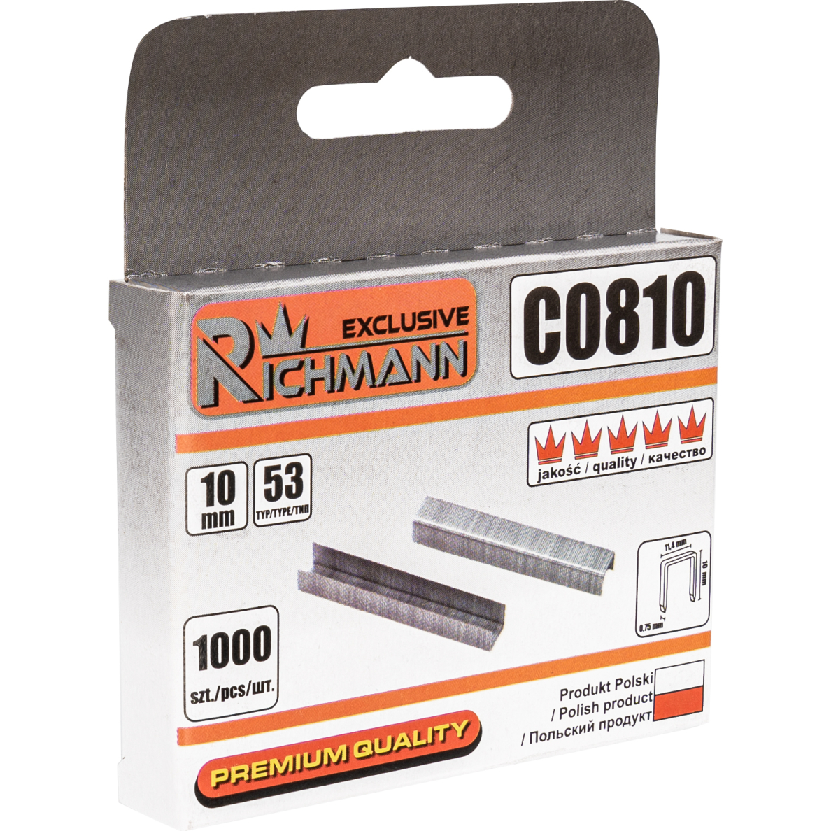 Kabės 53 tipo „RICHMANN" 10 mm, 1000 vnt. Kabės 53 tipo „RICHMANN" 10 mm, 1000 vnt.