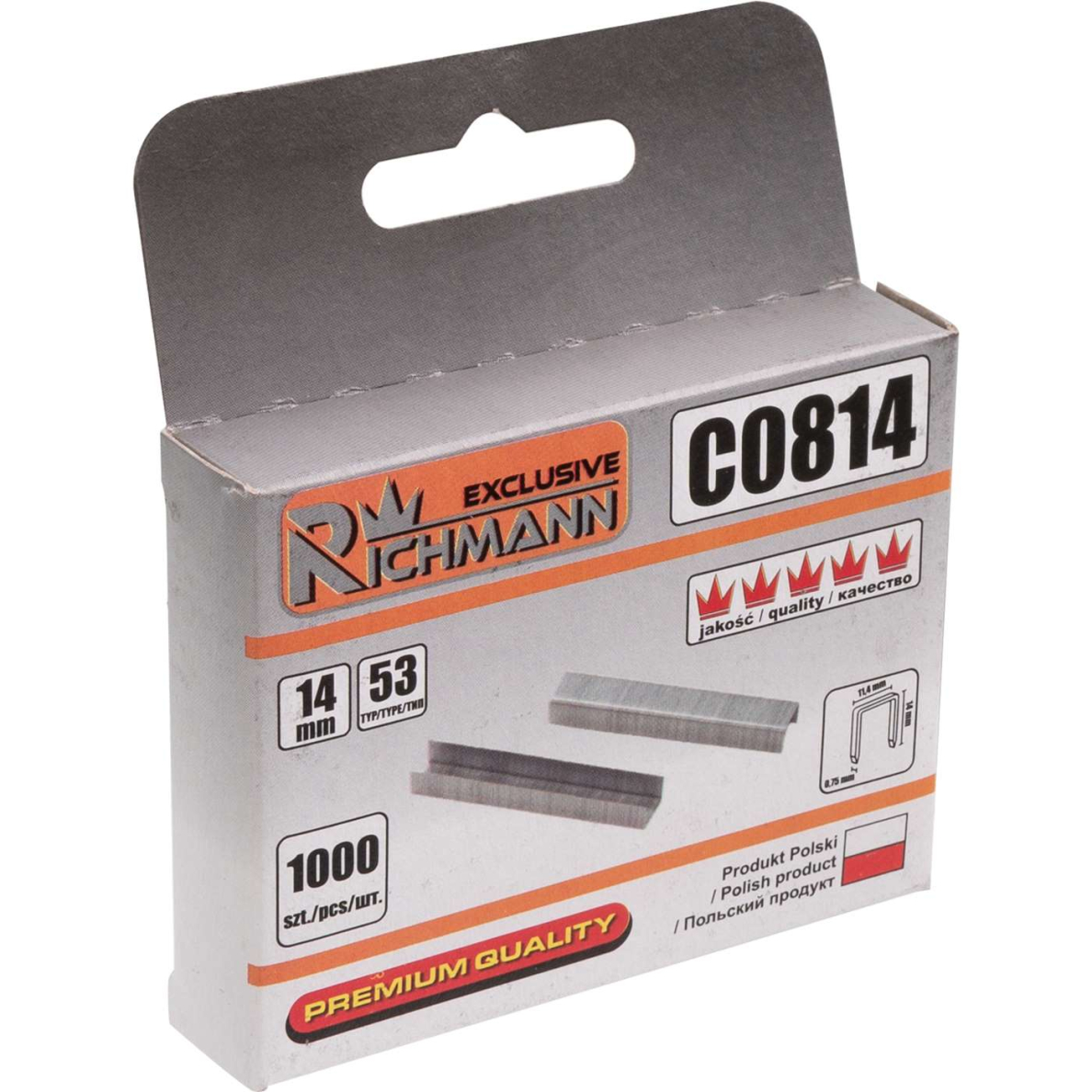 Kabės 53 tipo „RICHMANN" 14 mm, 1000 vnt. Kabės 53 tipo „RICHMANN" 14 mm, 1000 vnt.