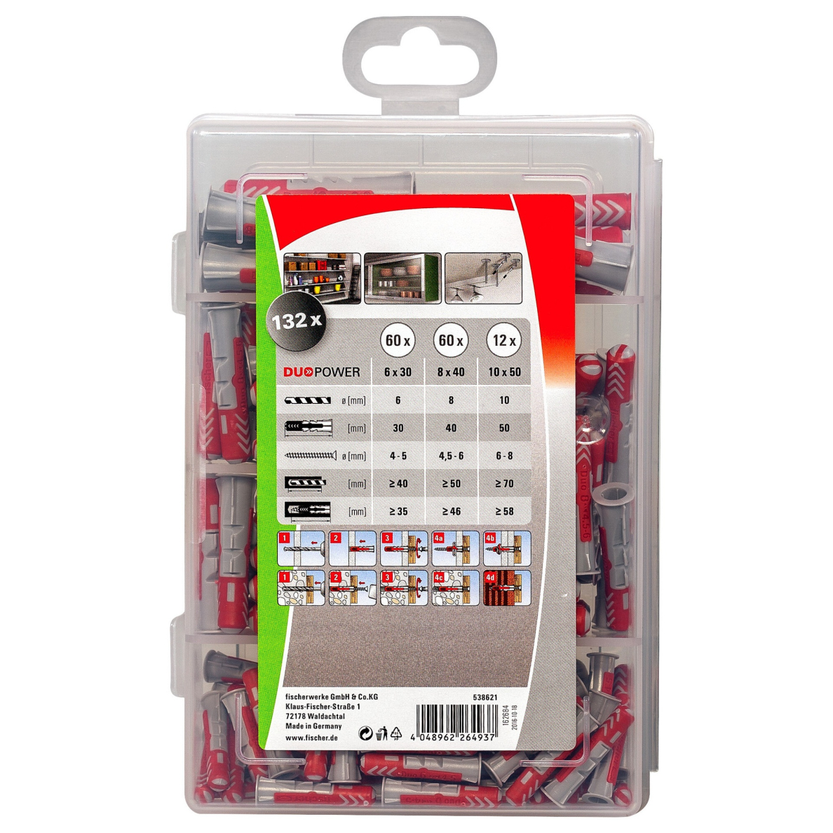 Kaiščių DuoPower rinkinys Profi-Box , Fischer 132 vnt. 3 Kaiščių DuoPower rinkinys Profi-Box , Fischer 132 vnt. 3