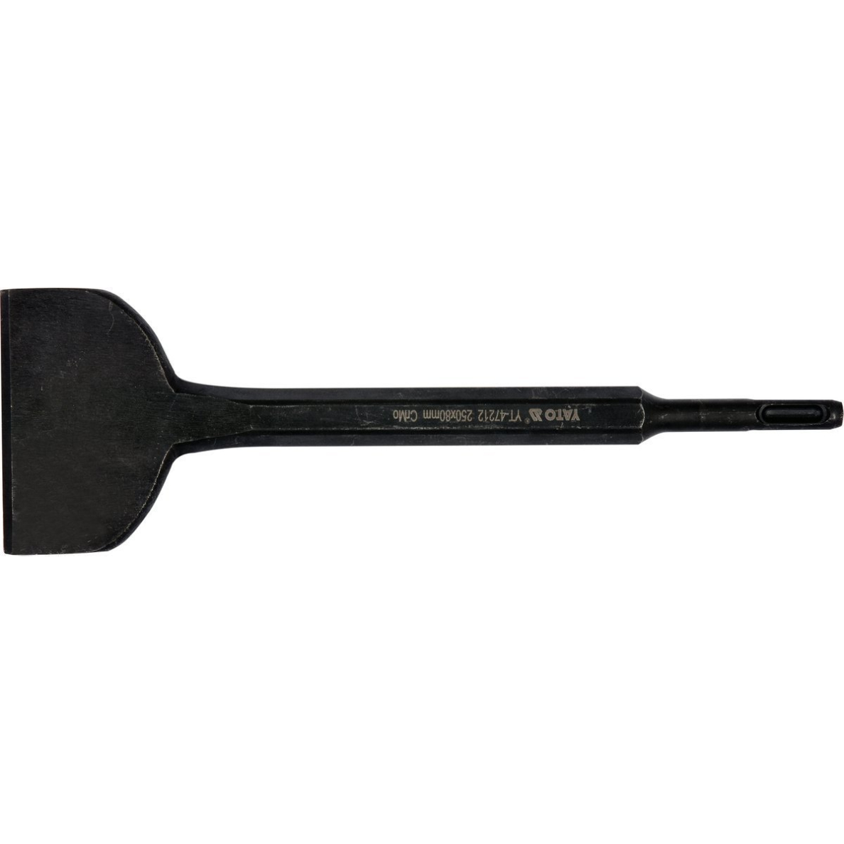 Kaltas plokščias | SDS PLUS/CrMo | Glazūrai ir tinkui | 80 mm plotis (YT-47212) Kaltas plokščias | SDS PLUS/CrMo | Glazūrai ir tinkui | 80 mm plotis (YT-47212)