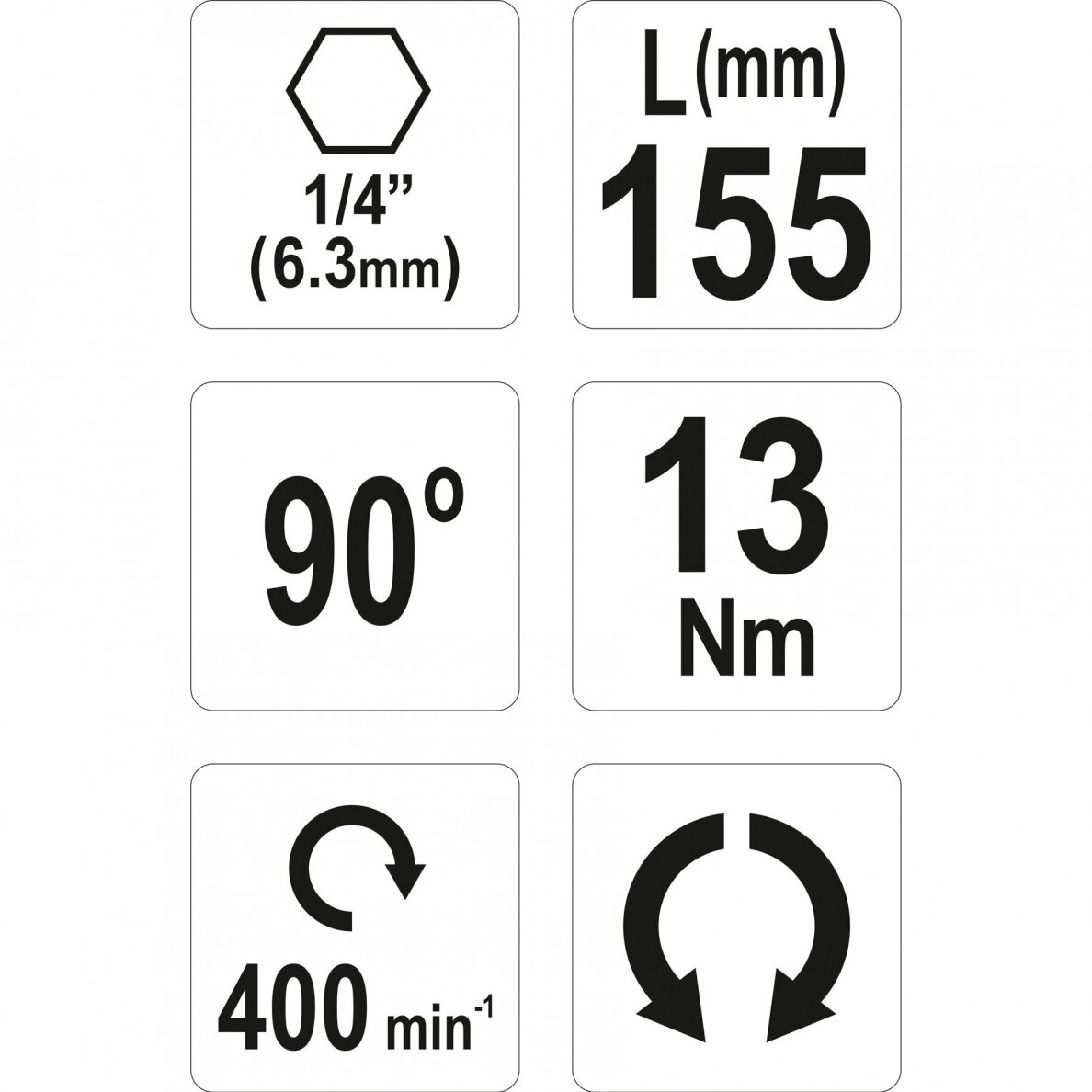 Kampinis priedas antgaliams Yato YT-04631, 90°, 1/4" 4