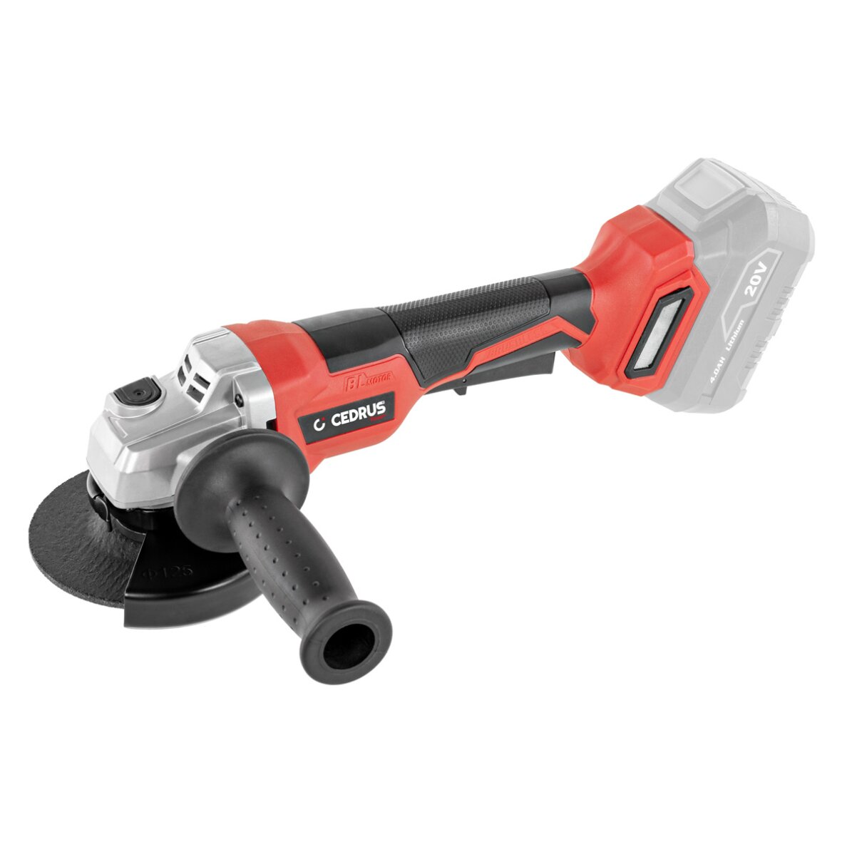 Akumuliatorinis kampinis šlifuoklis Cedrus CEDAGB125LI, 18V (be akum. ir krov.)